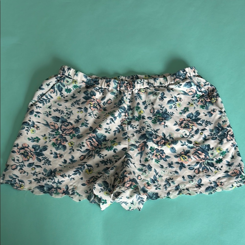 Blue Floral High Waist Shorts
